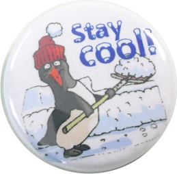 Stay cool Button Pinguin - zum Schließen ins Bild klicken